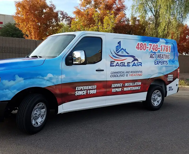 Eagle Air Cooling & Heating Service Truck parked